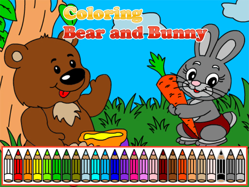 Jeu Coloriage Magique : L'Ours et le Lapin Enchantés
